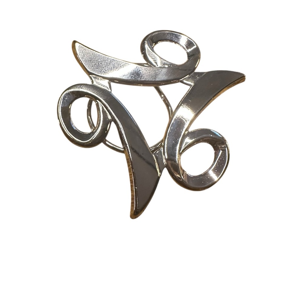 Vintage Jeri-Lou Silvertone Abstract Scarf Clip – Modernist Swirl Design